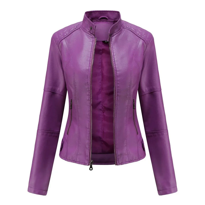 Leather Zip-Up Jacket for Women