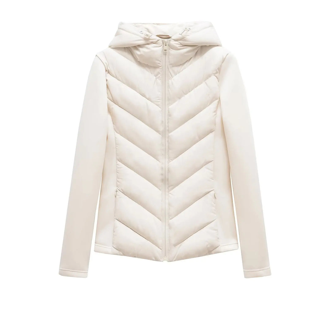Women's Lightweight Quilted Hooded Winter Jacket with Hidden Pockets