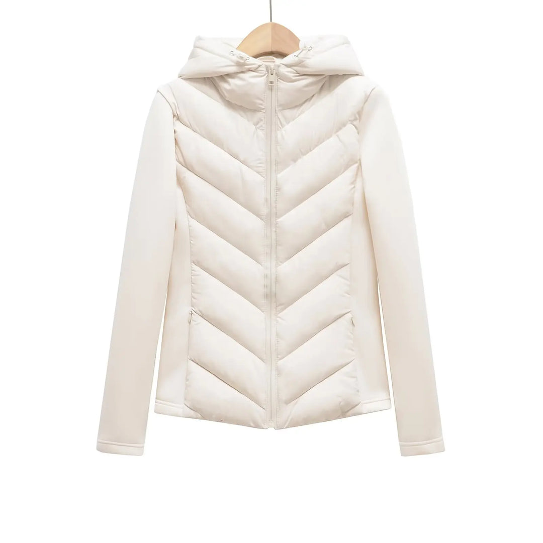 Women's Lightweight Quilted Hooded Winter Jacket with Hidden Pockets