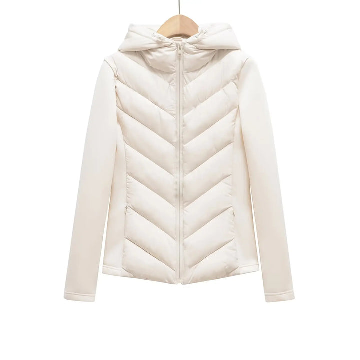 Women's Lightweight Quilted Hooded Winter Jacket with Hidden Pockets