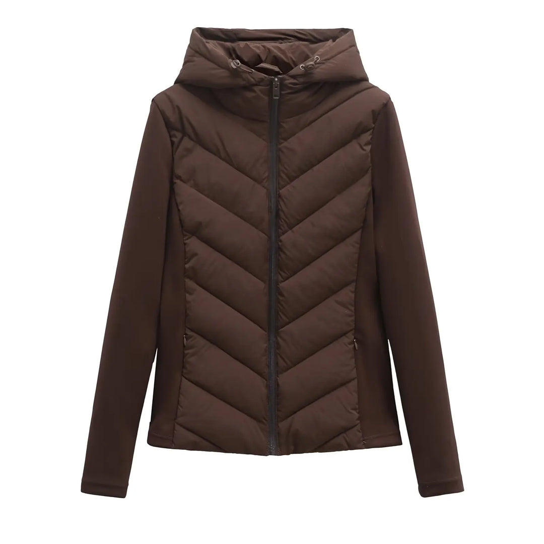 Women's Lightweight Quilted Hooded Winter Jacket with Hidden Pockets