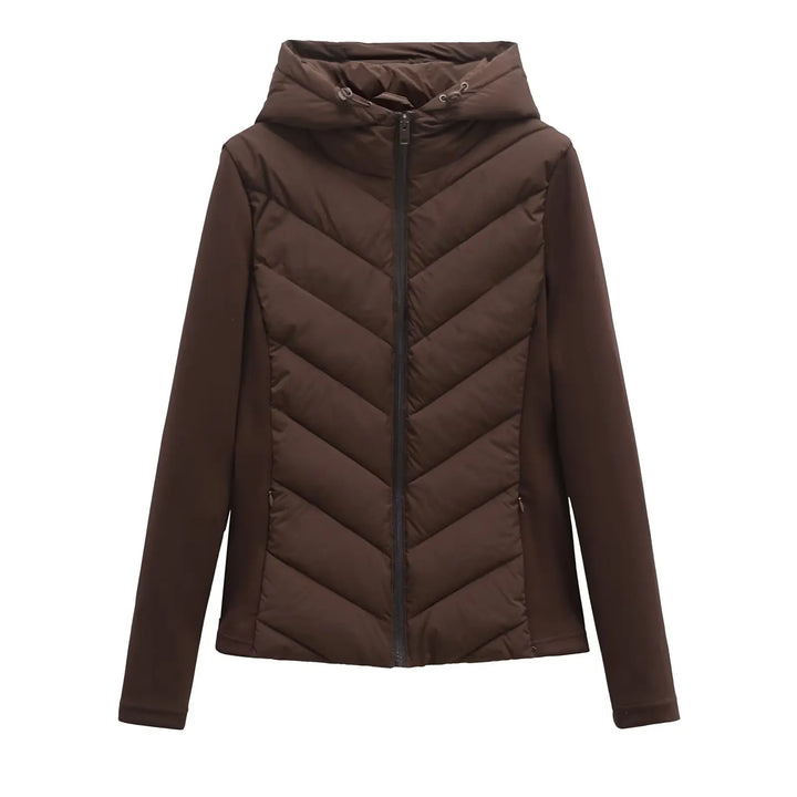 Women's Lightweight Quilted Hooded Winter Jacket with Hidden Pockets
