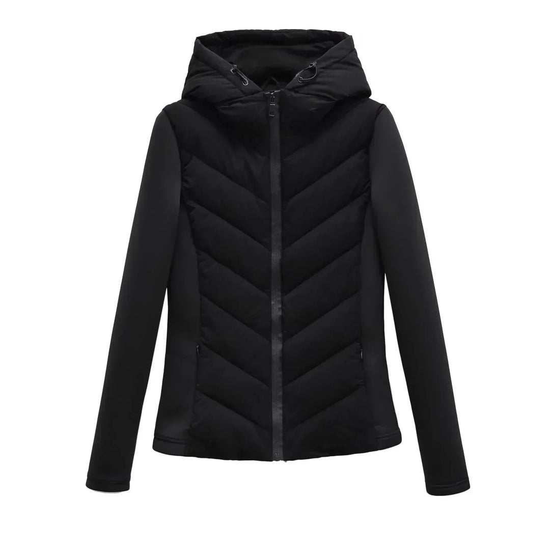 Women's Lightweight Quilted Hooded Winter Jacket with Hidden Pockets