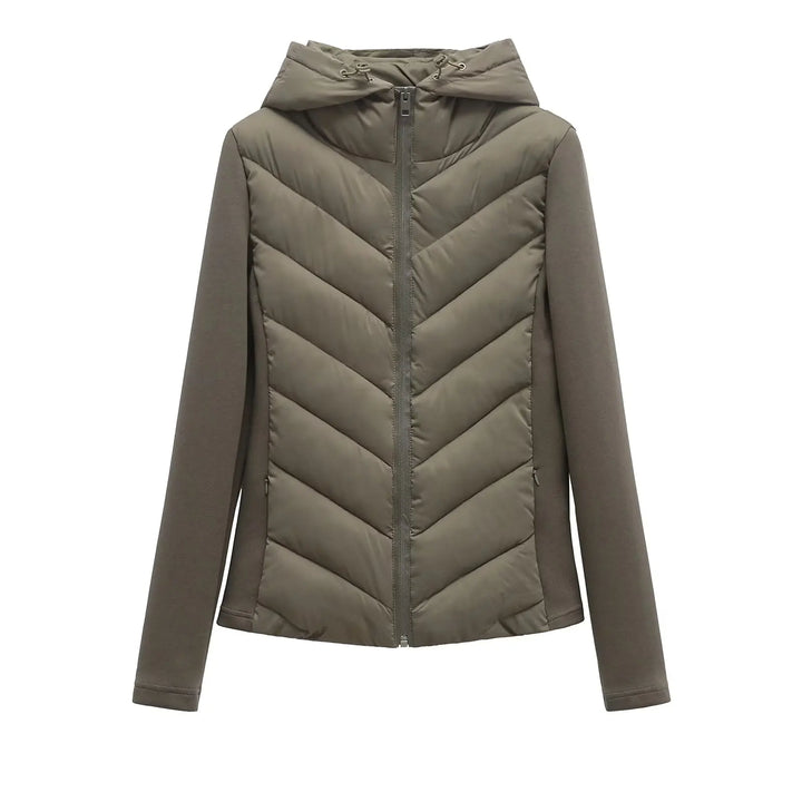 Women's Lightweight Quilted Hooded Winter Jacket with Hidden Pockets