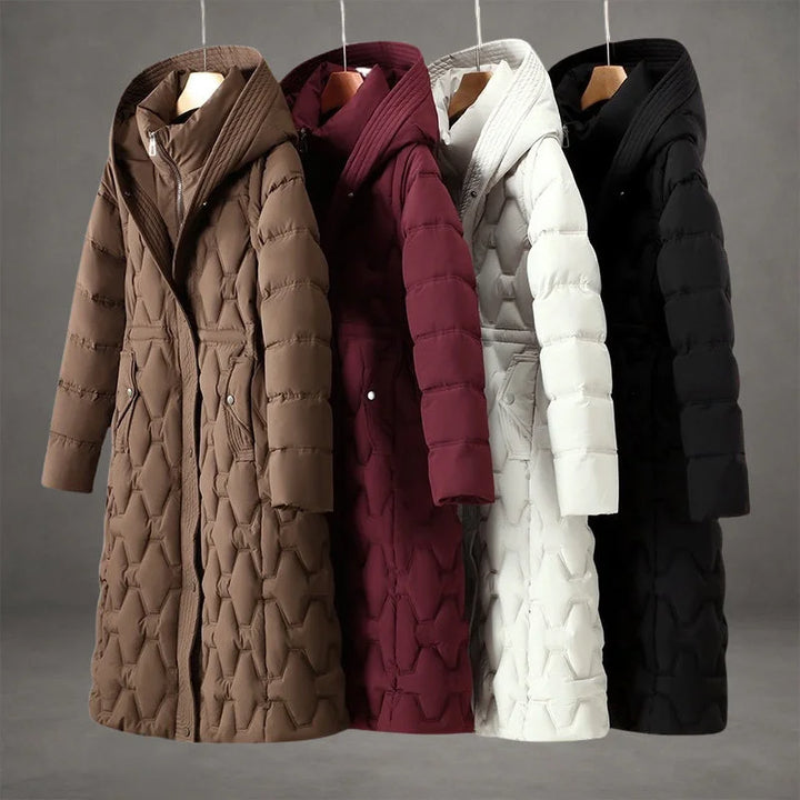 Women's long hooded down puffer coat