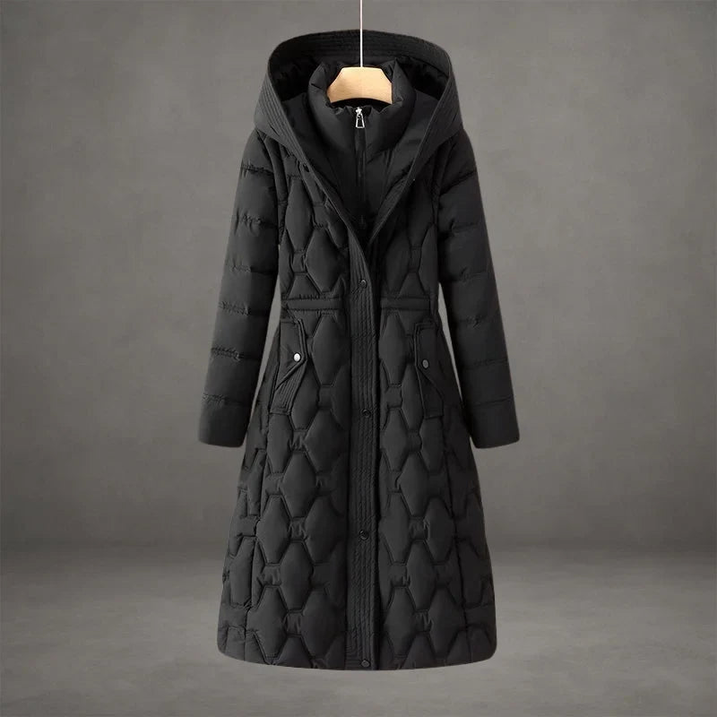Women's long hooded down puffer coat