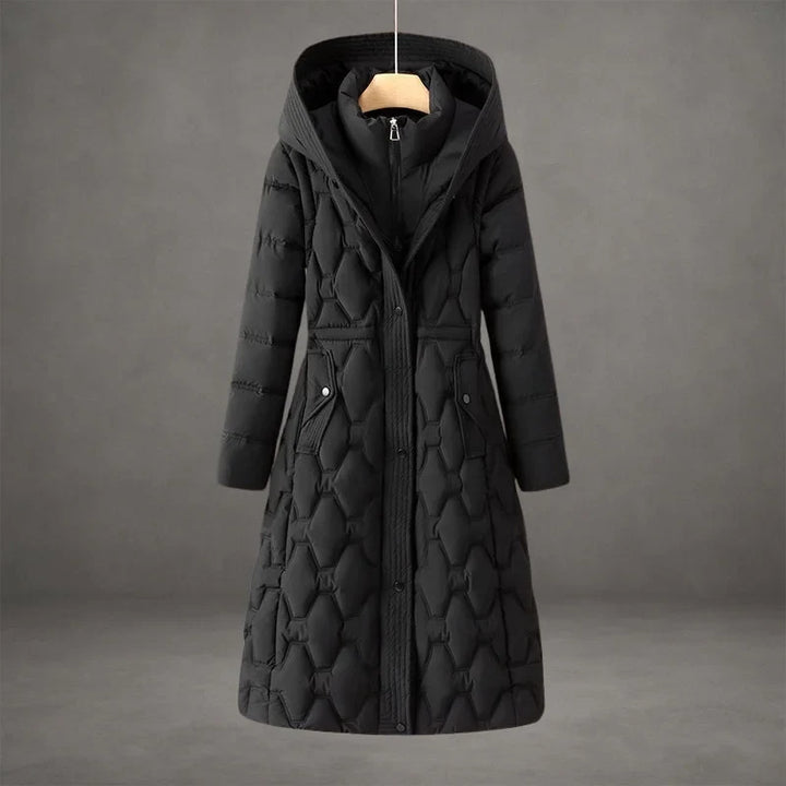 Women's long hooded down puffer coat