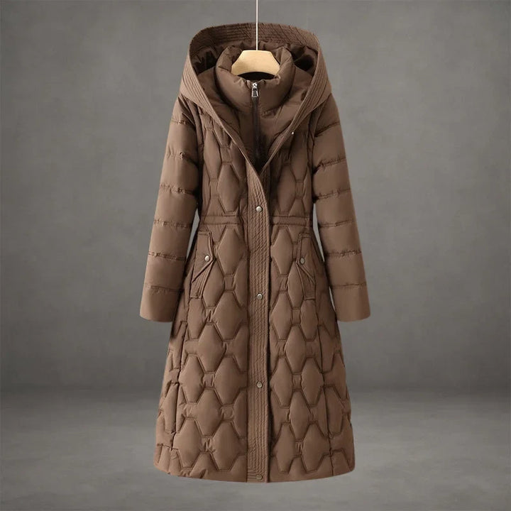 Women's long hooded down puffer coat