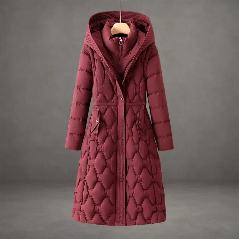 Women's long hooded down puffer coat