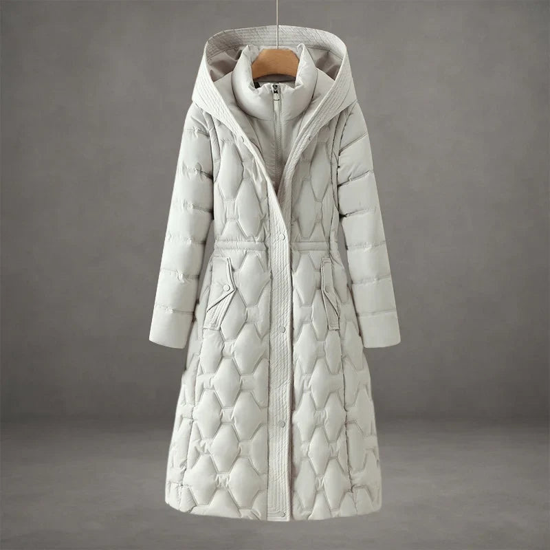 Women's long hooded down puffer coat