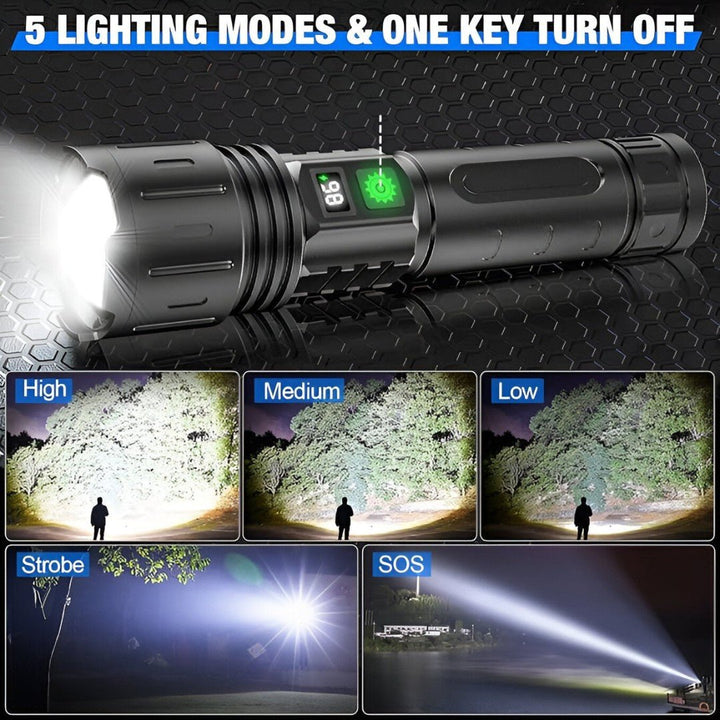 LumaBeam – 100,000-Lumen Rechargeable LED Flashlight with Power Bank