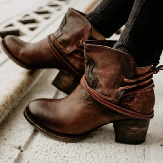 Stylish Leather Women's Ankle Boots - Celeste