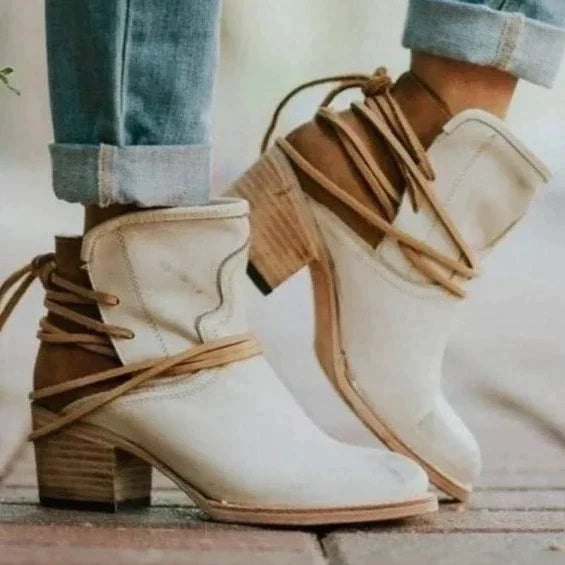 Stylish Leather Women's Ankle Boots - Celeste