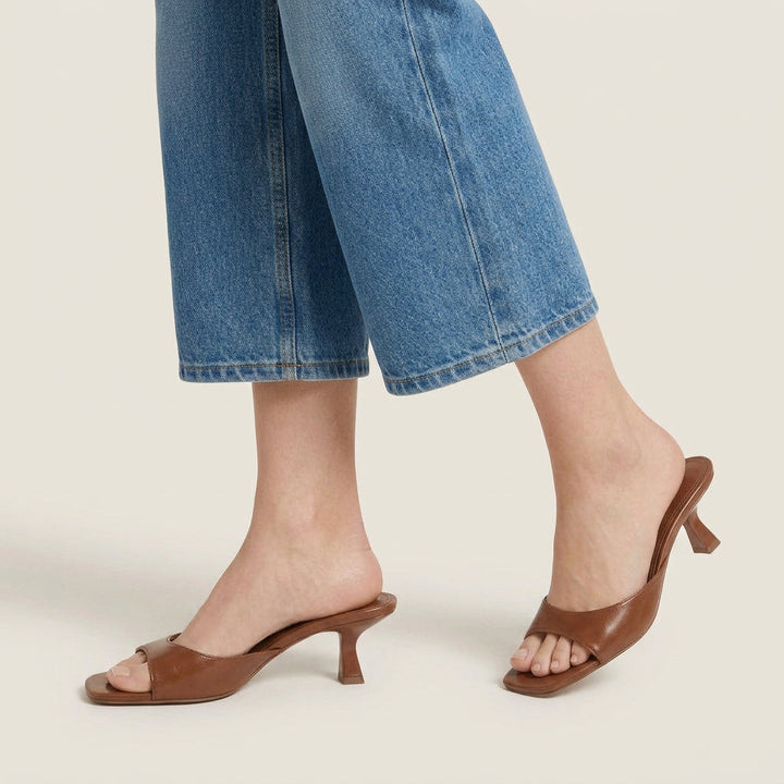 Women's Open-Heel Heeled Sandals – Square Toe