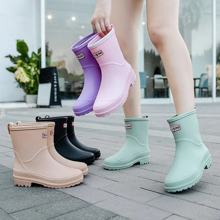 AquaStride 2.0 | Stylish Mid-Calf Waterproof Wellies for Women