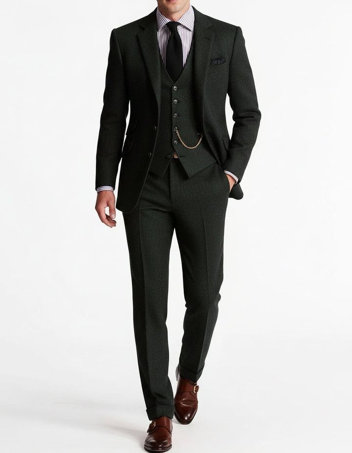 Classic Three-Piece Tweed Suit for Men