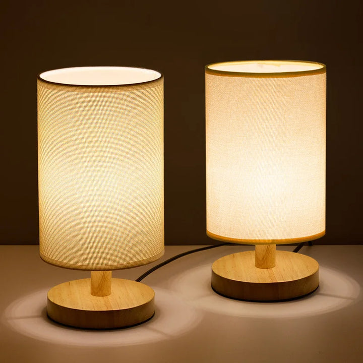 Modern Wooden Bedside Lamp | Dimmable & Remote Control