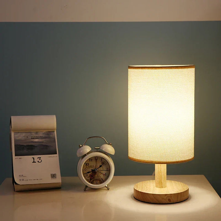 Modern Wooden Bedside Lamp | Dimmable & Remote Control