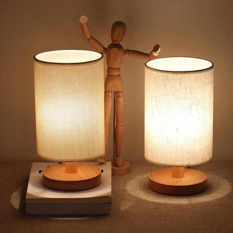 Modern Wooden Bedside Lamp | Dimmable & Remote Control