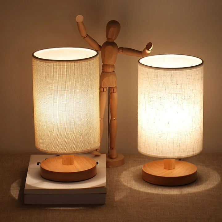 Modern Wooden Bedside Lamp | Dimmable & Remote Control