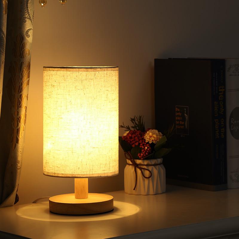 Modern Wooden Bedside Lamp | Dimmable & Remote Control