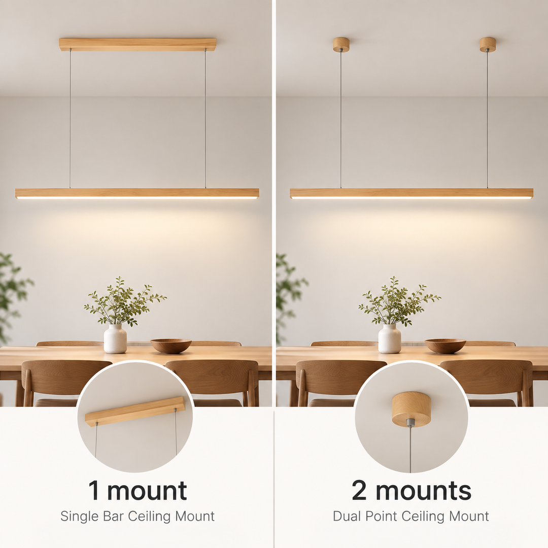 Wooden LED Pendant Light with Slim Beam – Linear Design