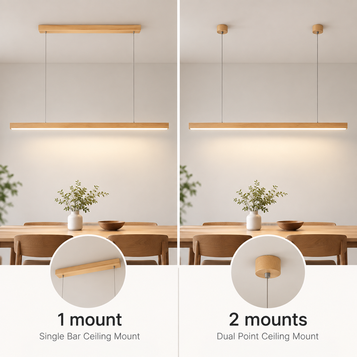 Wooden LED Pendant Light with Slim Beam – Linear Design