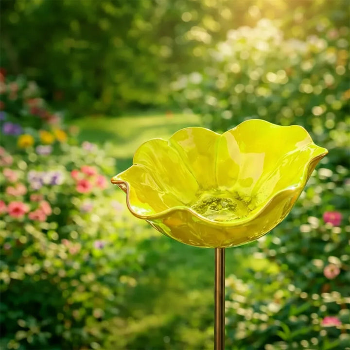 Metal Poppy Bird Bath Garden Stake – Garden and Balcony Decor, 60 cm