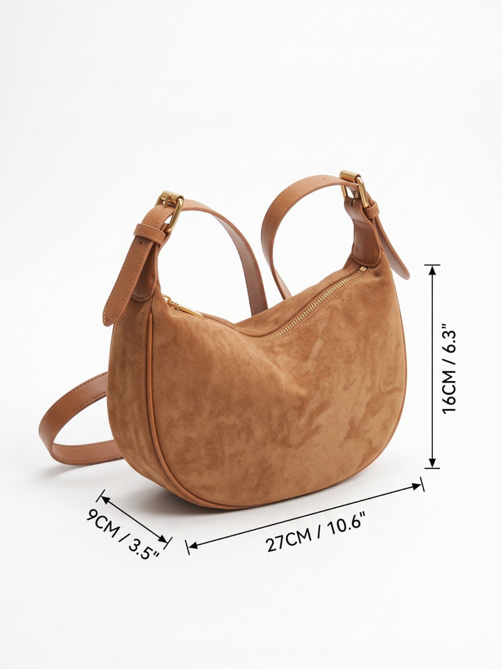 Women's Faux Suede Zip Hobo Bag