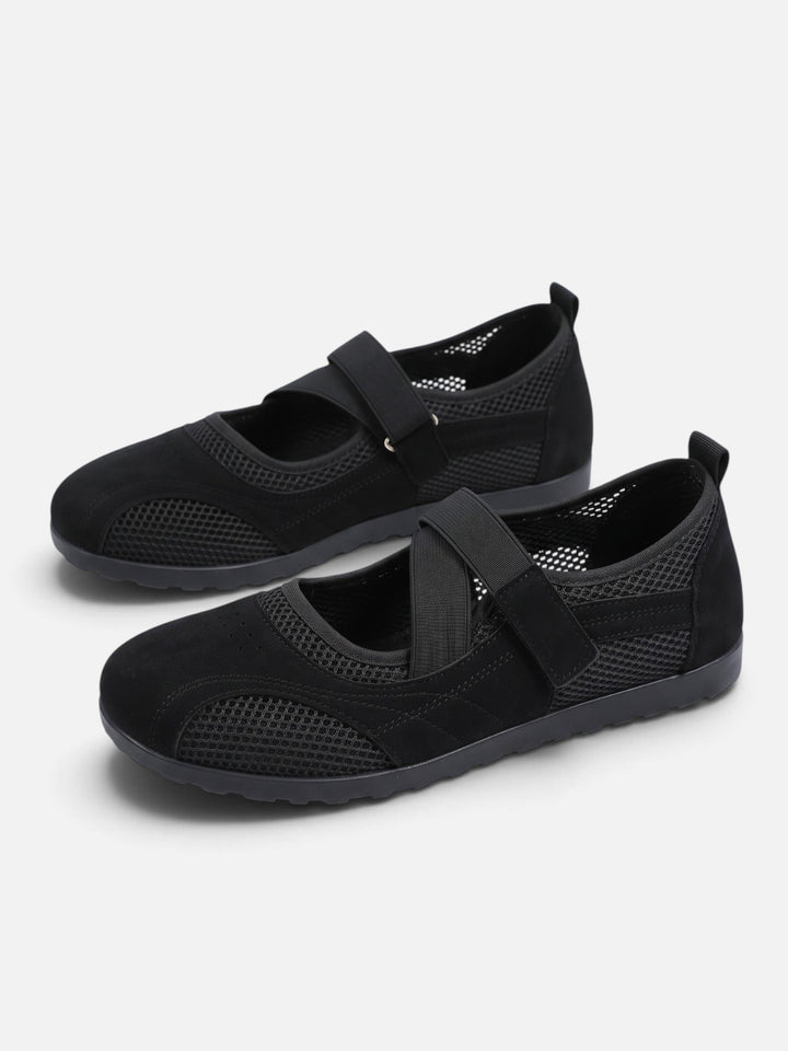 Women's Mesh Sneakerina Ballet Flats with Crisscross Straps