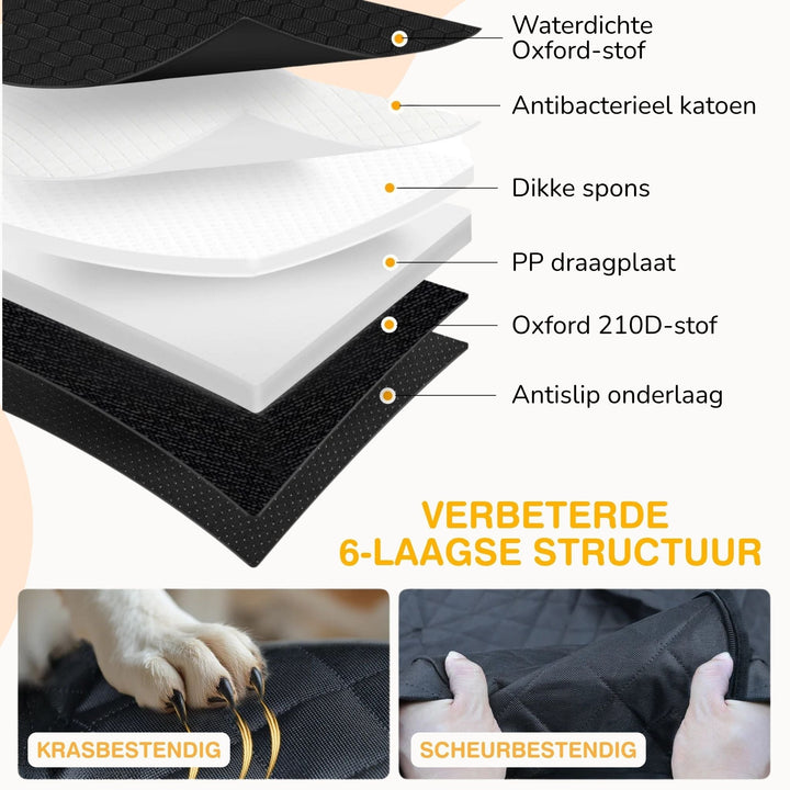Waterproof Dog Car Seat Extender with Rigid Base and Memory Foam Bed