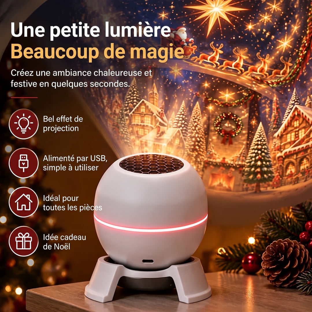 Christmas Light Projector with Animated Festive Patterns, USB-Powered