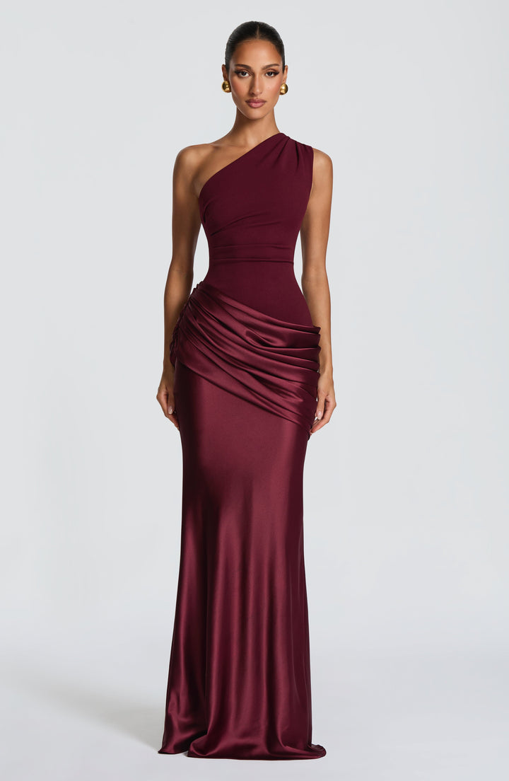 Abbey One-Shoulder Satin Maxi Dress