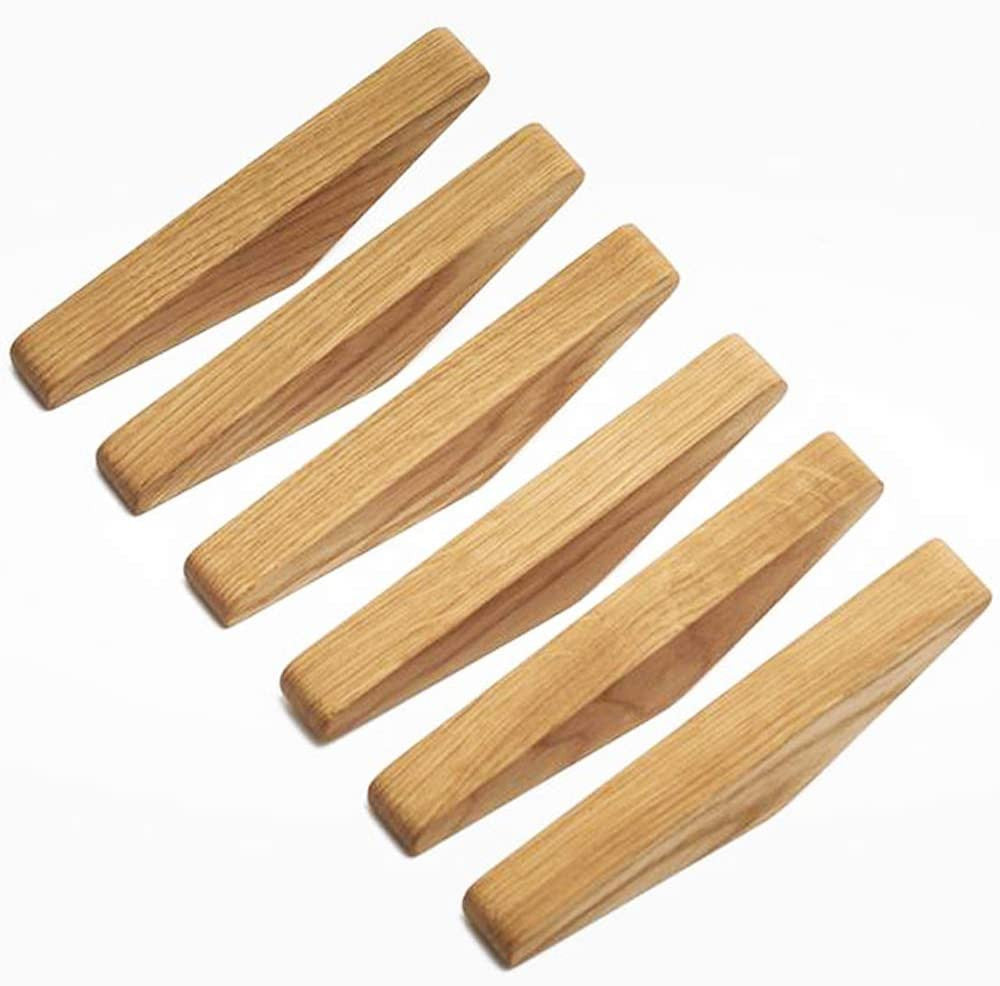 Minimalist Wooden Wall Hooks for Home – Set of 6