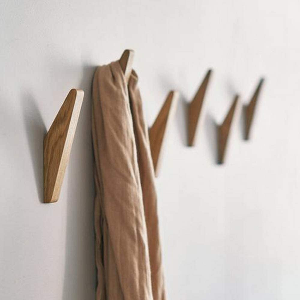 Minimalist Wooden Wall Hooks for Home – Set of 6
