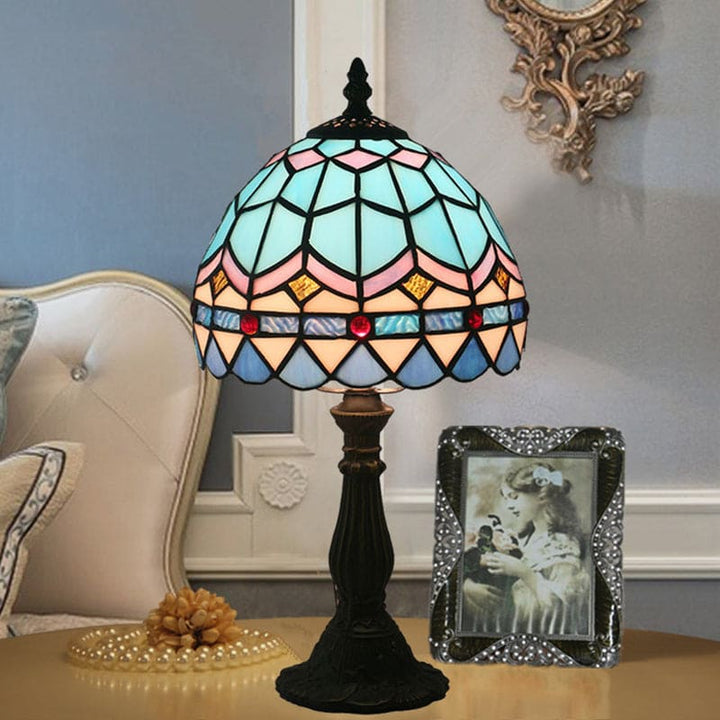 Tiffany Glass Table Lamp - Classic Leaded Lines