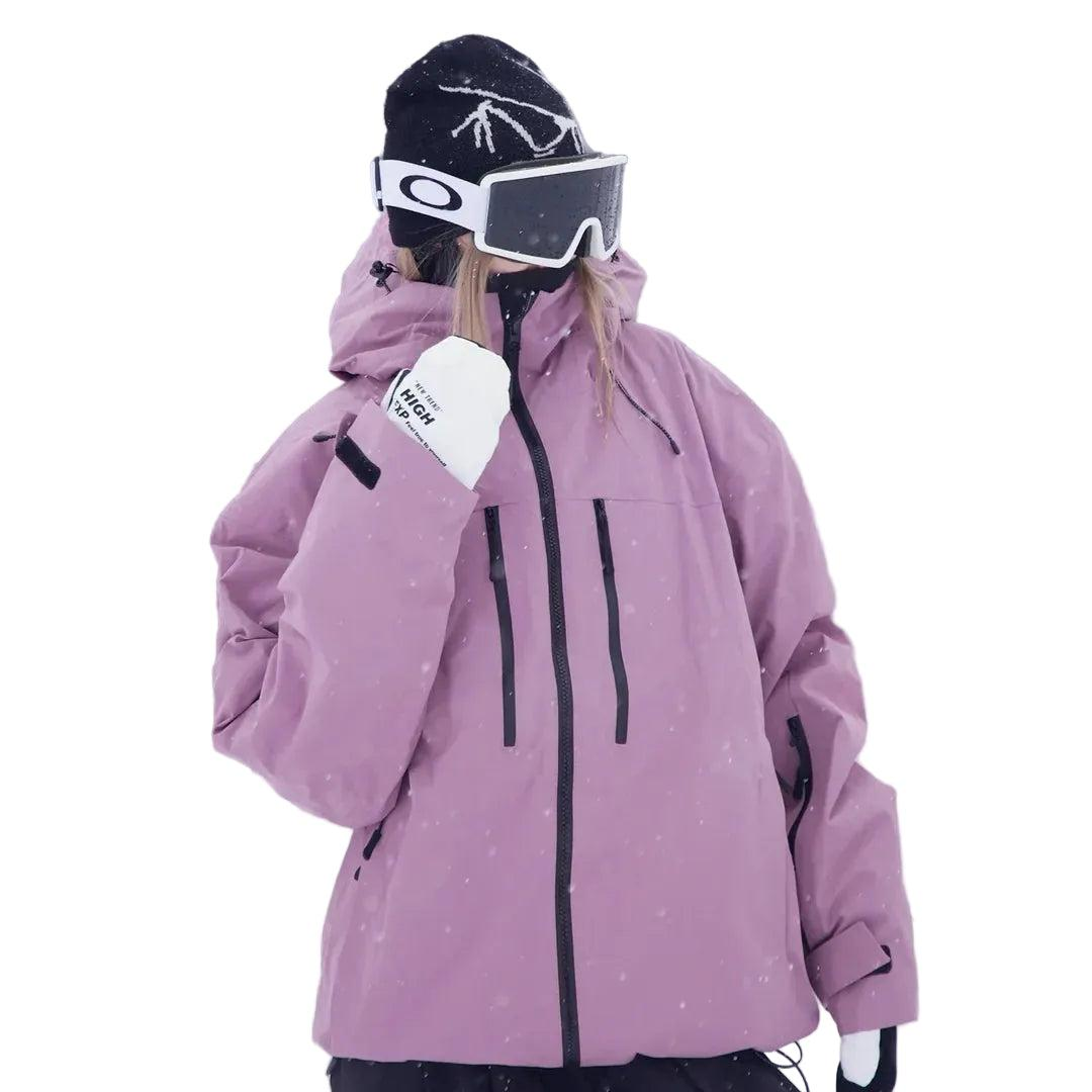 Unisex Snow Jacket with Hood, Zip Pockets and Drawstring Hem