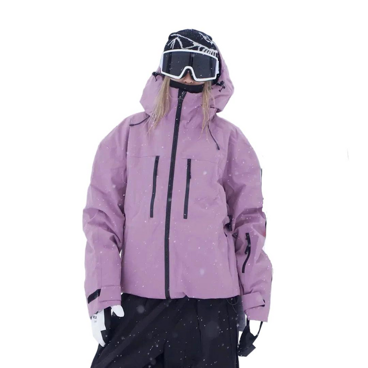 Unisex Snow Jacket with Hood, Zip Pockets and Drawstring Hem