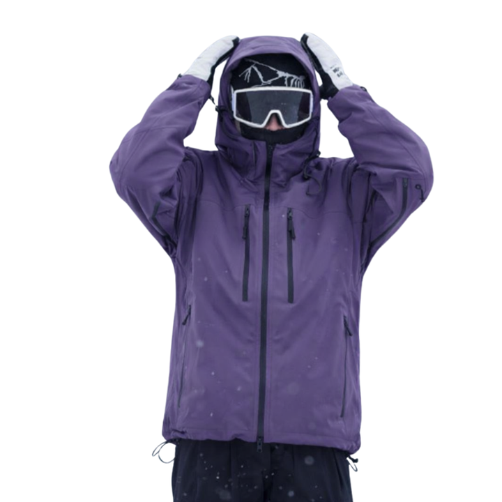 Unisex Snow Jacket with Hood, Zip Pockets and Drawstring Hem