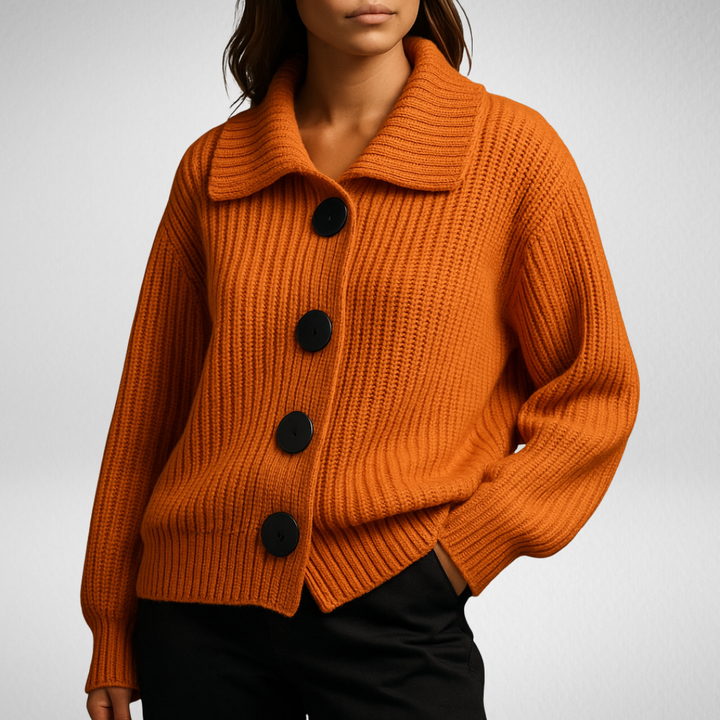 Women's Oversized Cardigan with Large Buttons – Chunky Knit