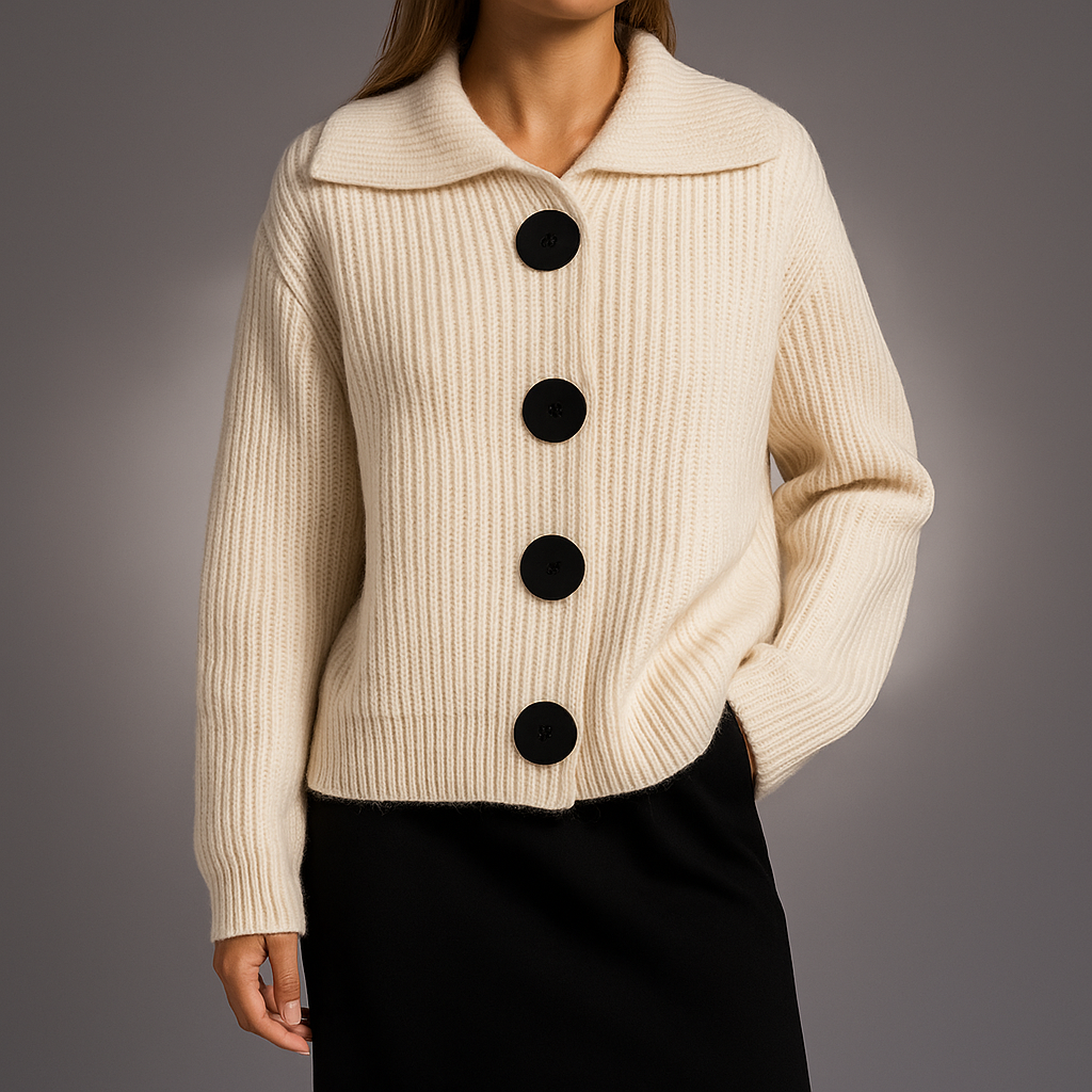Women's Oversized Cardigan with Large Buttons – Chunky Knit