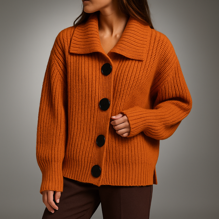 Women's Oversized Cardigan with Large Buttons – Chunky Knit