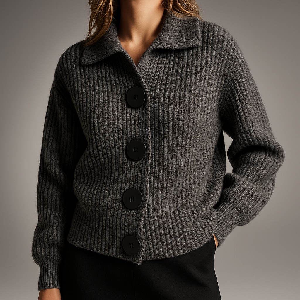 Women's Oversized Cardigan with Large Buttons – Chunky Knit