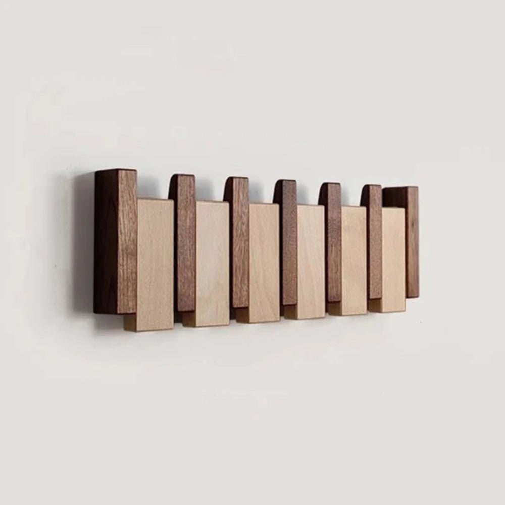 Wall Coat Rack with Wooden Folding Hooks Space Saving Entryway Organizer