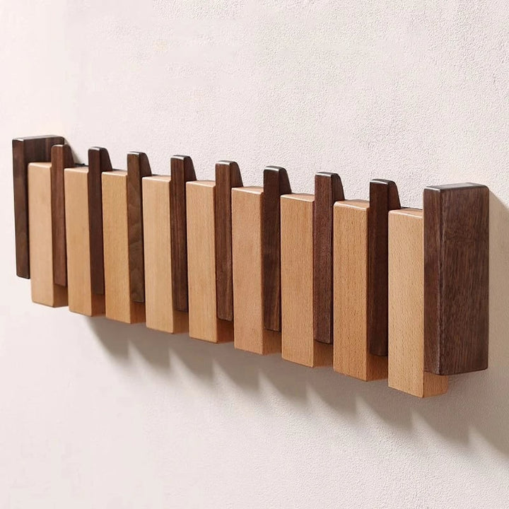 Wall Coat Rack with Wooden Folding Hooks Space Saving Entryway Organizer