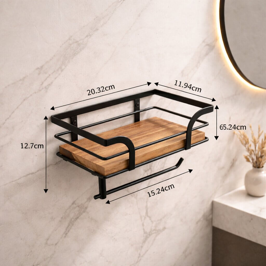 Wall-Mounted Toilet Paper Holder with Shelf for Phone and Wipes