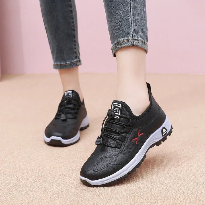 Women's Waterproof Lace-Up Sneakers with Fleece Lining