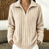 Women's Fleece Sweater with Half Zip – Rib-Knit Pullover
