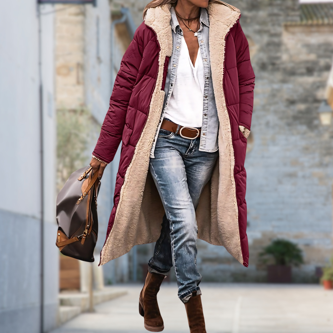 Women's Lined Winter Jacket – Windproof and Waterproof with Hood