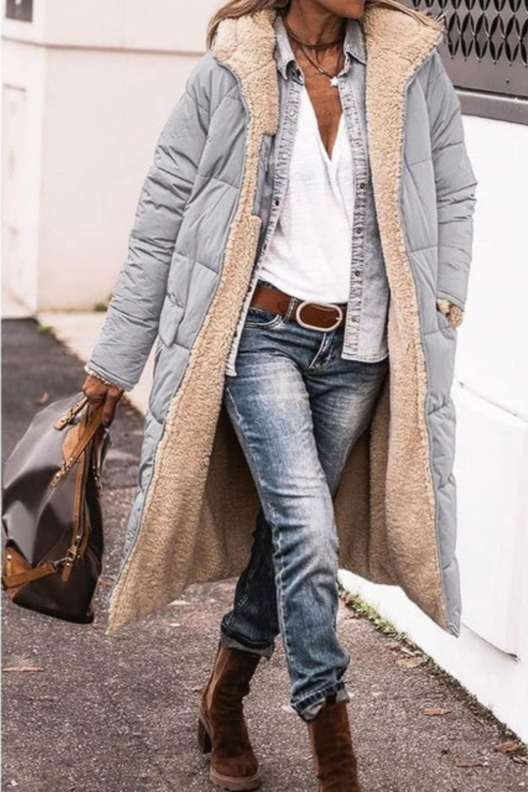 Women's Lined Winter Jacket – Windproof and Waterproof with Hood
